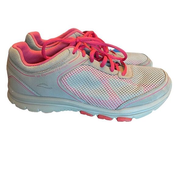 ABEO Lite Sz 8.5 Gray & Pink Mesh Breast Cancer Logo Running Sneakers - Picture 2 of 10